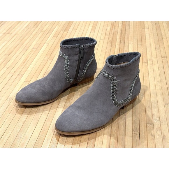 Jack Rogers Gemma Suede Ankle Booties, Gray, Size 7 M Stitched - Picture 4 of 11